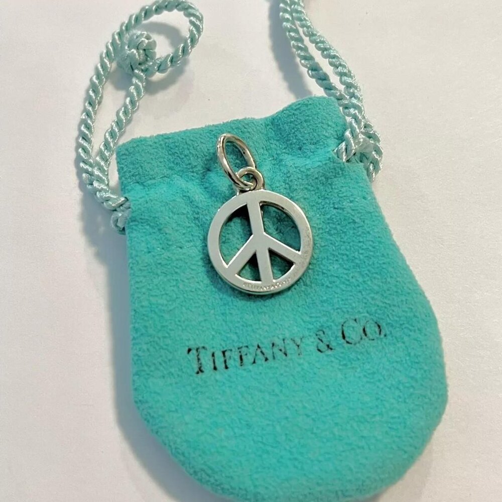 Like New, Authentic Tiffany & Co. Sterling Silver Large Peace Sign Pendant